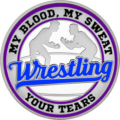 Royal Blue "Wrestling" with Purple Outer Circular Borders